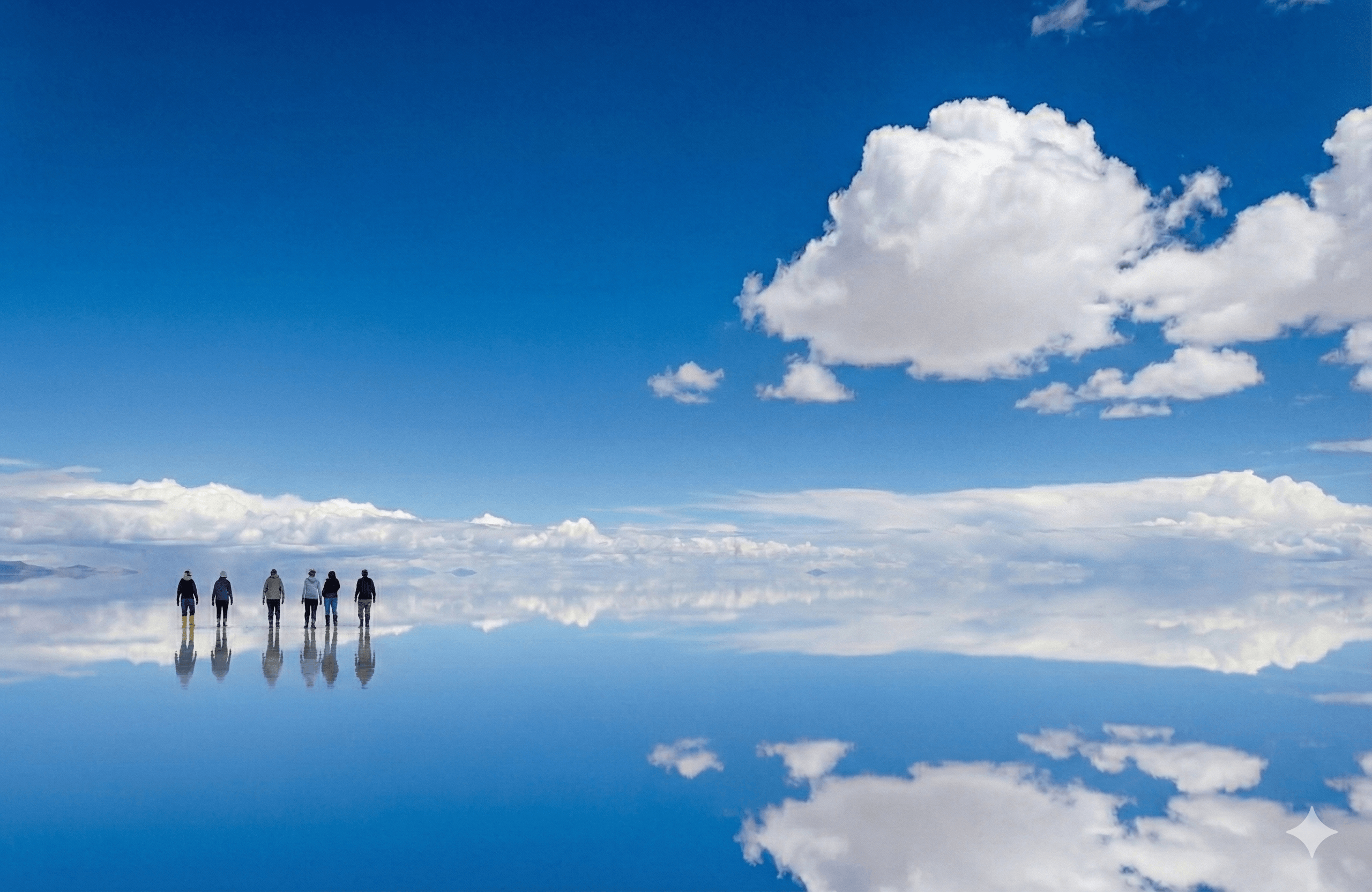 Stunning view of Salar de Uyuni salt flats at sunrise