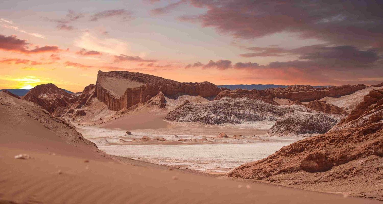 Steam plumes rising from El Tatio Geysers at dawn